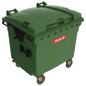 Контейнер мусорный ТБО SULO 1100 л (с плоской крышкой зеленый)