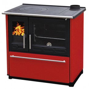 Печь-кухня на дровах Plamen 850 Glas (красная эмаль)